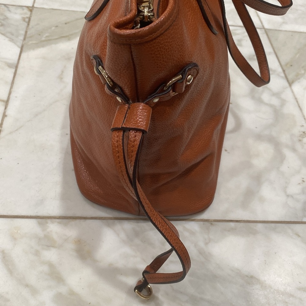 Vintage Prada brown cognac Vitello Daino leather top zip Tote ๐ made in Italy - Picture 8 of 16